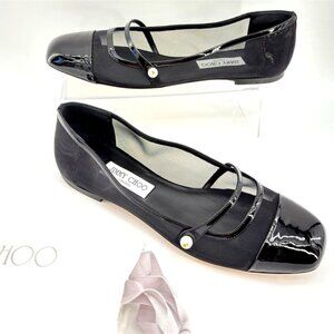 Jimmy Choo Elisa Flats Mesh/ Patent Leather Ballet Flats Mary Janes Size 41 US11